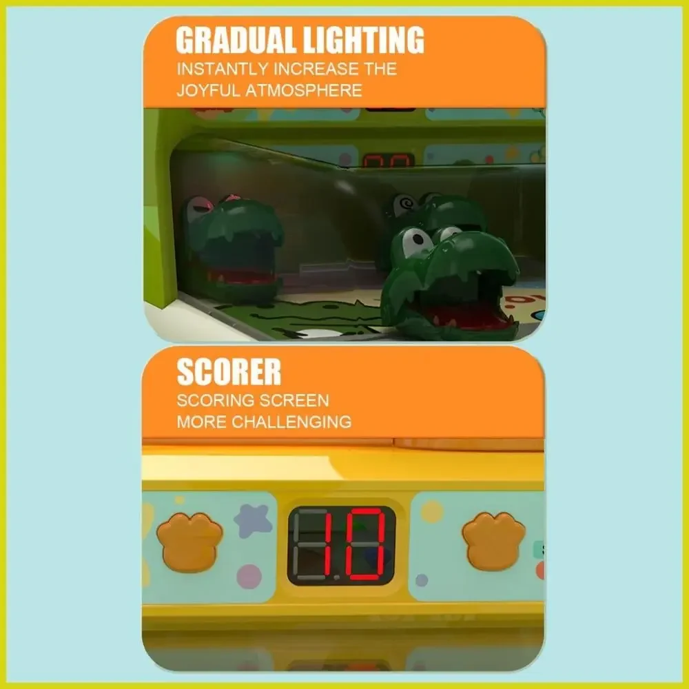 Cartoon Crocodile Table Games Toys Pinball Shooting Machine Score Shooting Target Children Desktop Games Toys with Lights Music