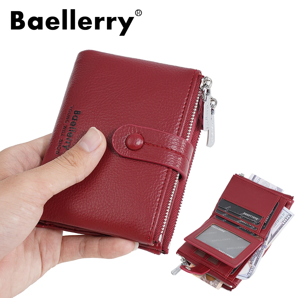 Baellerry Large Capacity Women's Wallet with 2 Zipper Compartments, Multi Functional Card Holder Organizer, Ins Style Short Wall