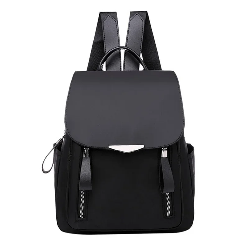 Korean Women Student Schoolbag Outdoor Waterproof Office Travel Outdoor Simple Oxford Zipper Anti-theft Nylon Backpack Bag