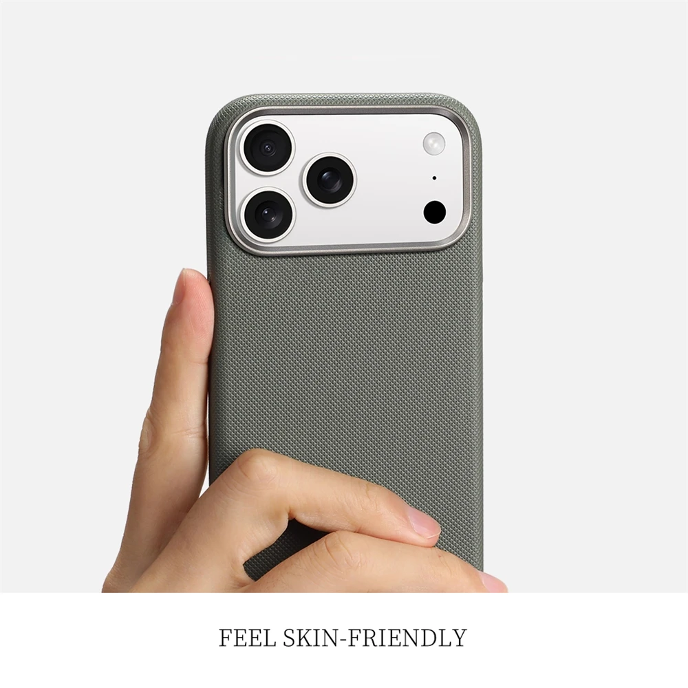 Luxury Diamond Textured Leather Case with Alloy Lens and Wireless Charging Compatibility