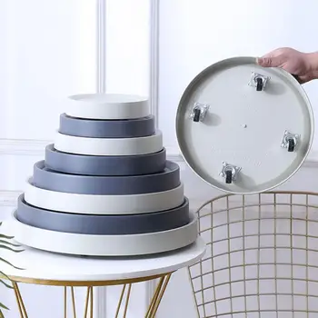 1pc New Nordic Style Flower Pot Saucer 4 Sizes Plant Tray Corrosion-resistant Mobile Wheels Design Plant Tray Home Decoration
