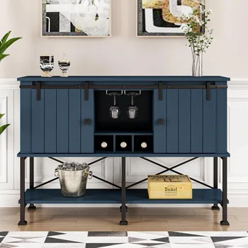 Farmhouse Wine Cabinet with Barn Doors 1
