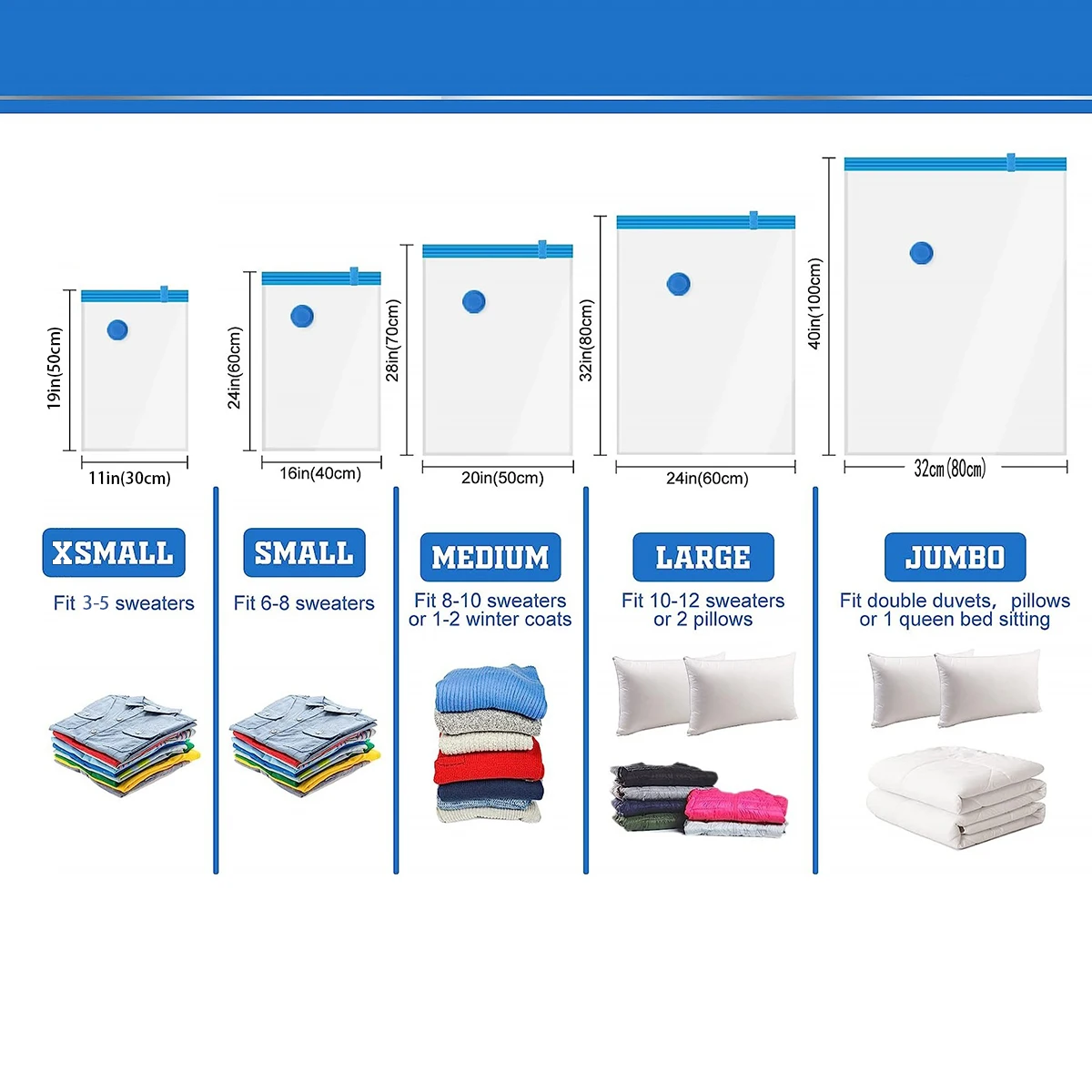6 Pack Vacuum Storage Bags  Space Saver Bags Vacuum Sealer Bags for Clothes Comforters Blankets Bedding Home Travel Organizer 3