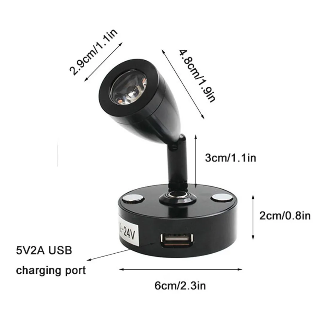 LED Wall Lamp Wall Sconces Light Wall Lamp Flexible Reading Light 2pcs/pack Aluminum DC24V 12V Touch Dimmable RV LED Reading Light Fixture with USB Port 3000K 6000K Boat Yacht Wall Lamp
