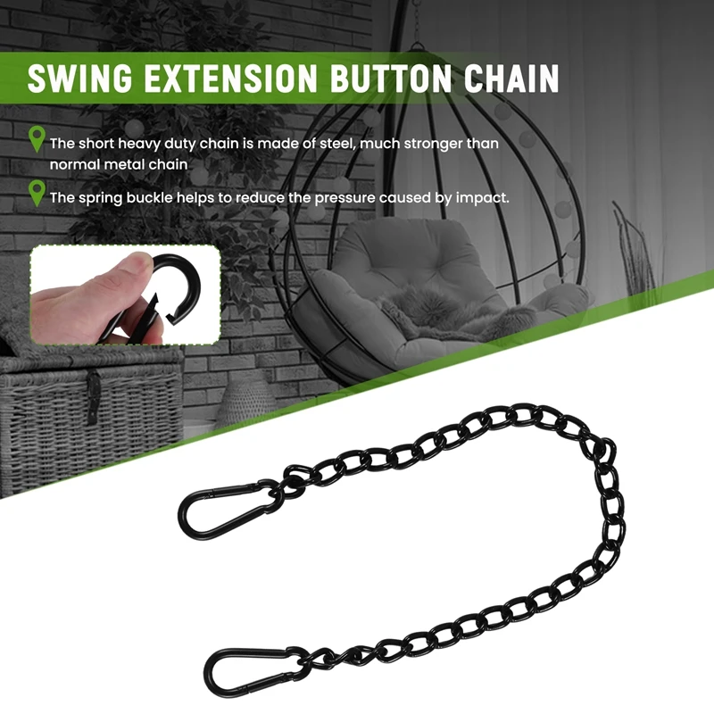 Steel Hanging Chair Chain With 2 Carabiners, Heavy Duty Porch Swing Hammock Chain Kit,For Hammock Swings(66Cm) 2