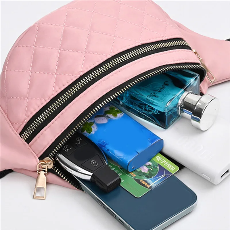Waist Bag Chest Bag Women's Waist Bag Chest Bag PU Leather Waterproof Fanny Pack Messenger Shoulder Bags Multifunction Plaid