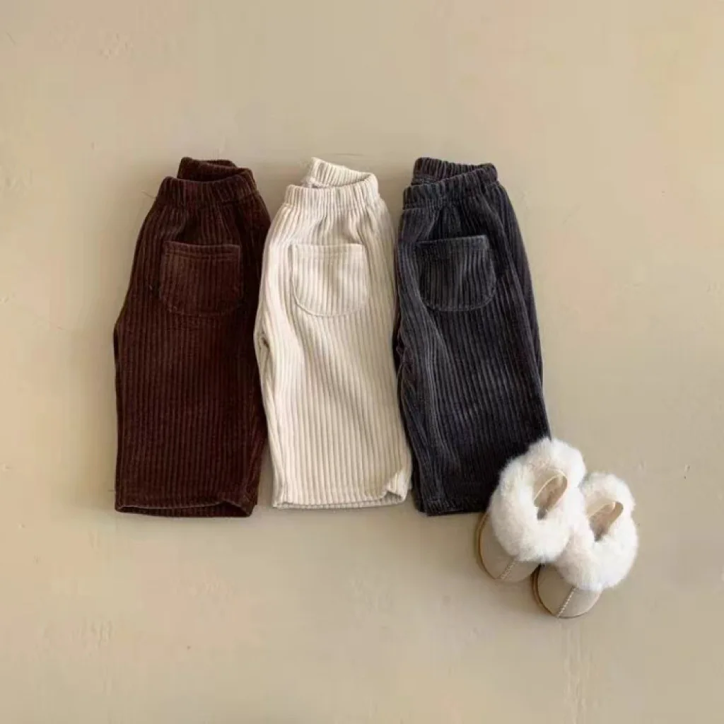 New Baby Solid Corduroy Trousers Thick Warm Toddler Boy Casual Pants Infant Harem Pants Spring Autumn Kids Clothes