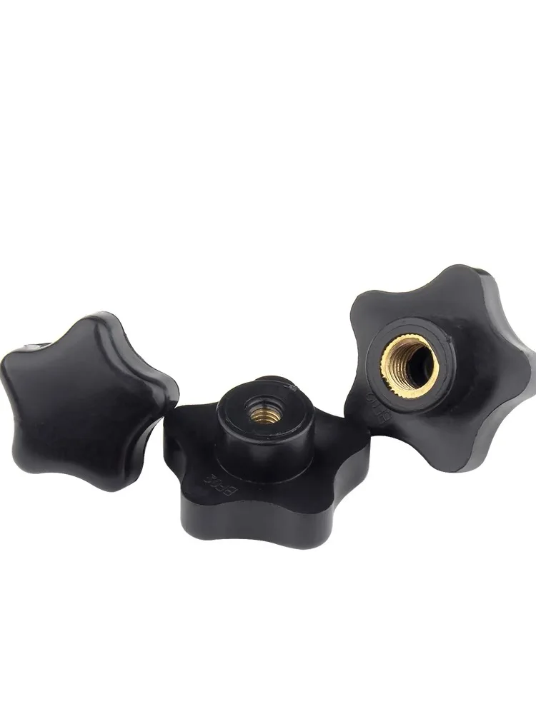 Plastic Five-Star Handle Through-hole Plum Blossom Shaped Hexagonal Handle Rubber Wood Knob Screw M4 M5 M6 M8 M10 M12 1pcs wooden handle knob