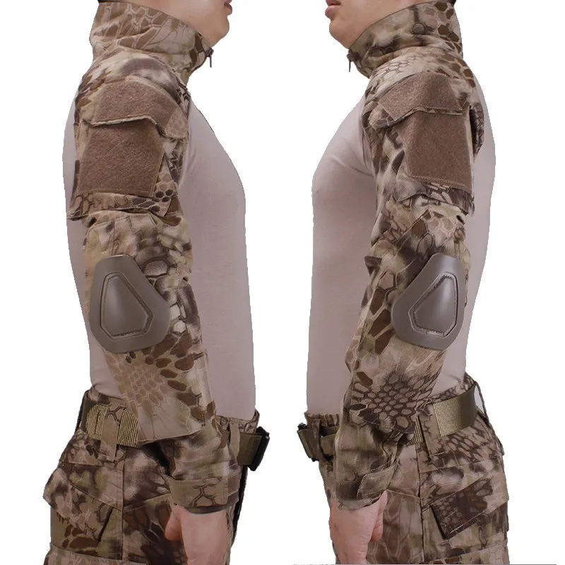 Kryptek Highlander Camouflage Tactical T Shirt Military BDU Shirt Men Long Sleeve Quick Dry Airsoft Hiking Hunting Shirts