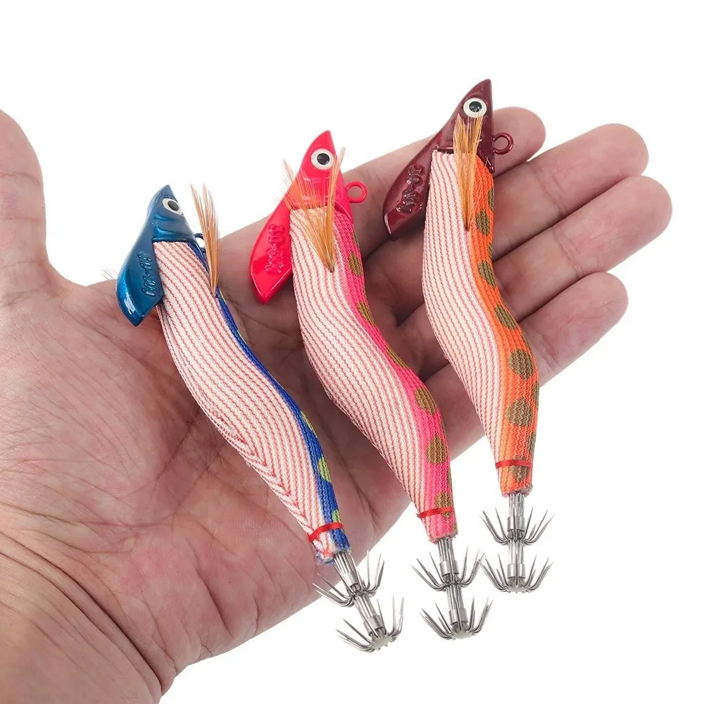 Egi 3.0 Hook Squid Bait Sycamore Wooden Octopus Design Jigging Lures Cuttlefish Shape 30g Weight Artificial Lures Night Fishing