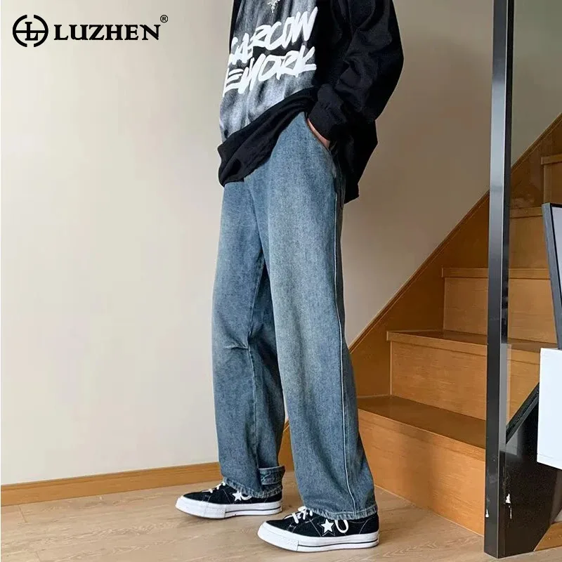 

LUZHEN 2024 New Trendy Solid Color Loose Straight Jeans Men's Korean Spring Fashion Street Wide Leg Pants Free Shipping LZ1866