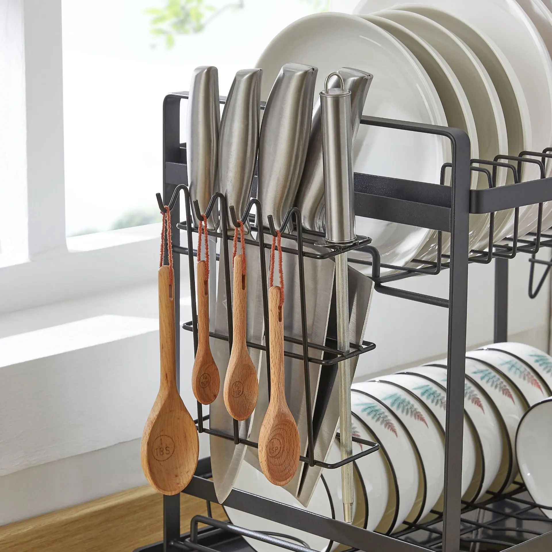 Kitchen Multifunctional Disassembly Dish Rack Kitchen Cutting Board Cutting Board Rack Water Cup Knife Dish Iron Drain Rack