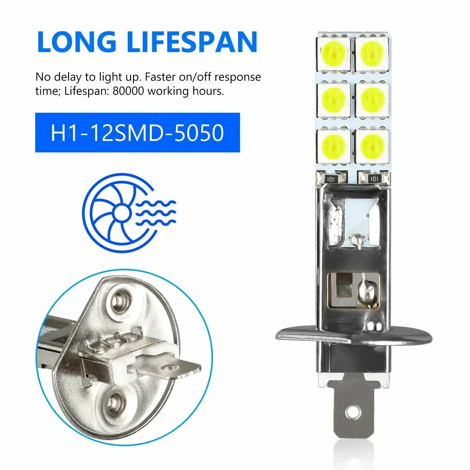 LED Bulb LED Fog Light LED Headlight LED Light Fog And Headlight Bulbs 2PCS H1 50W Car LED Headlight Bulbs Kit Super Bright Motorcycle Foglight Driving Light Fog Lamp DRL 6000K 12V 24V Accessories