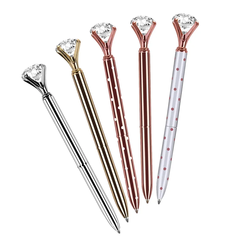 NEW-25개 대형 크리스탈 다이아몬드 볼펜, 볼펜 사무용품, 볼펜 리필 25개, 블랙 벨벳 가방 5개