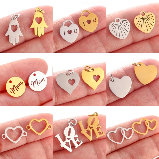 Stainless Steel Charms Love Red Heart Pendant  Stainless Steel Charms  Bracelets - Charms - Aliexpress