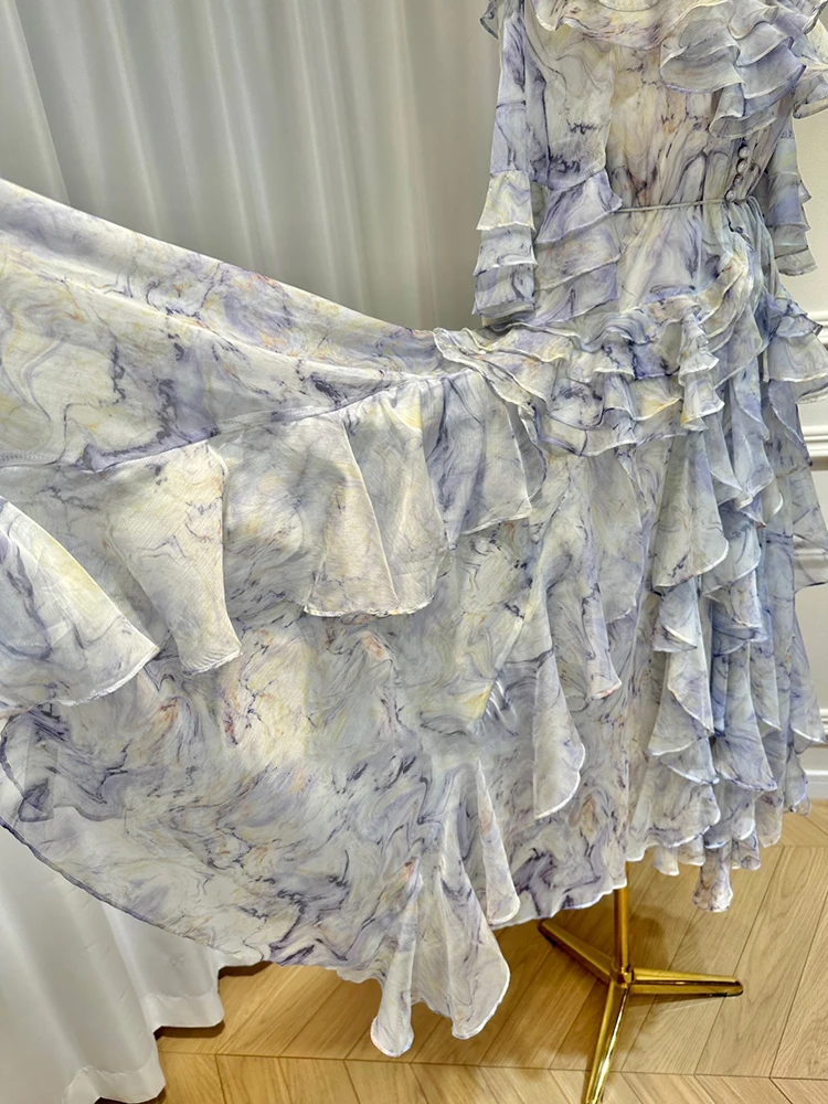 GALCAUR-فساتين نسائية مرقعة بكشكشة, رقبة مستديرة, أكمام فراشة, خصر عالي, مربوط بأربطة, ضرب اللون, أنيق, أنثى 6 GALCAUR-فساتين نسائية مرقعة بكشكشة, رقبة مستديرة, أكمام فراشة, خصر عالي, مربوط بأربطة, ضرب اللون, أنيق, أنثى 6