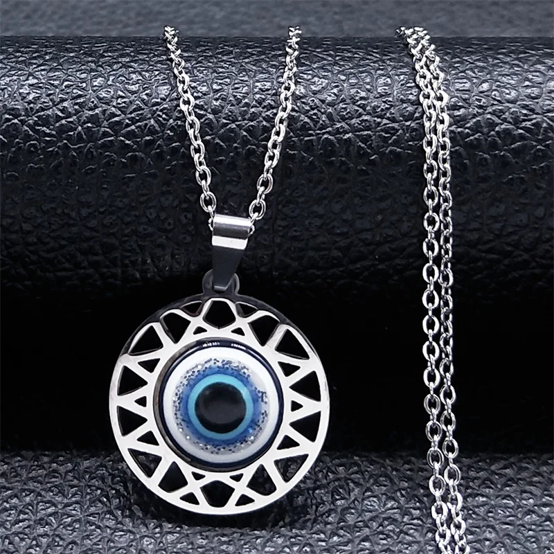 Collane con ciondolo malocchio blu turco Collana con ciondolo amuleto CZ in acciaio inossidabile color oro femminile per regalo di gioielli da donna  36