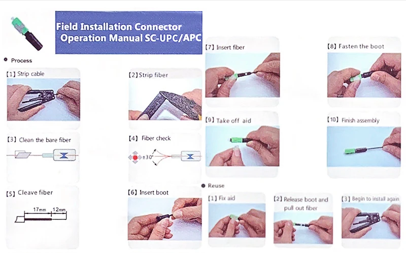 FTTH SC APC FTTH fiber optic quick connector SC/ APC FTTH Fiber Optic Fast Conne