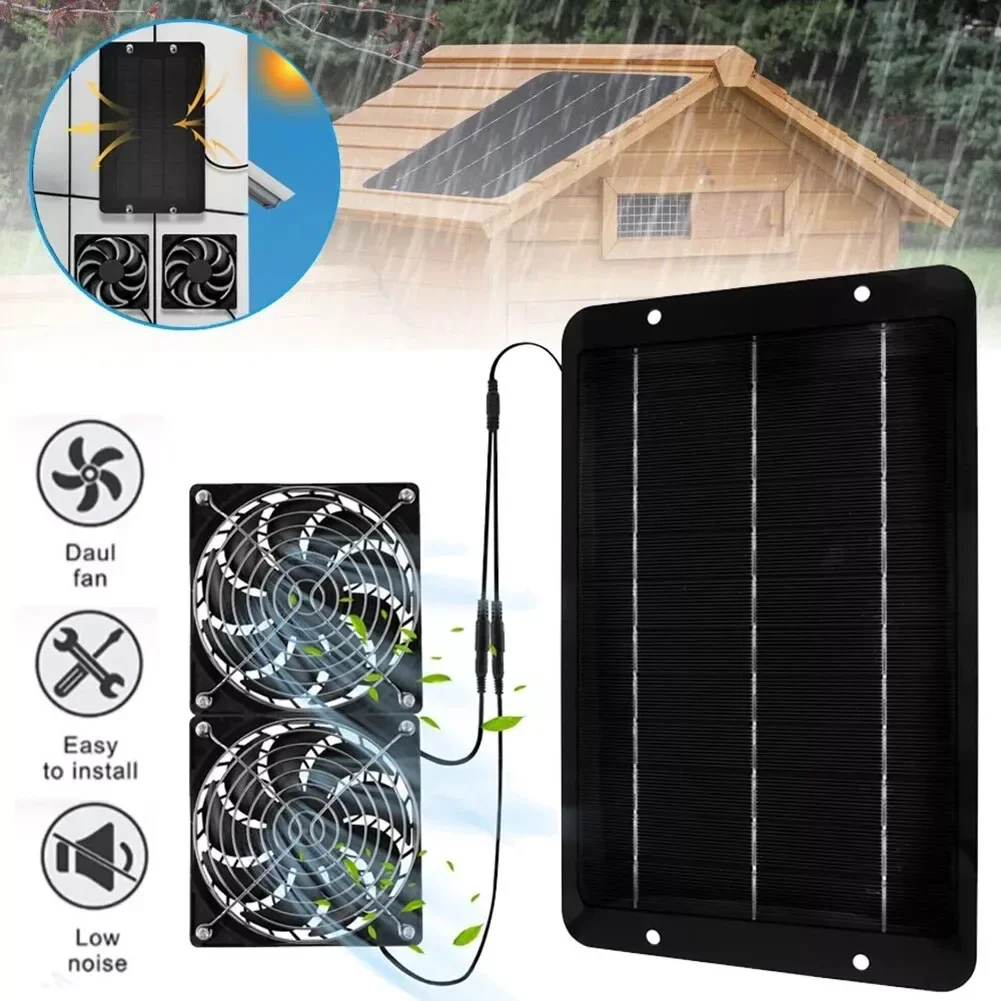 7pcs/set 40W Solar Panel Fan Solar Powered Exhaust Fan Greenhouse Pet House Cooling-Fan Household Ventilation Equipment Tool Kit