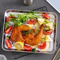 1Pcs Stainless Steel Baking Tray Rectangular Food Storage Pans BBQ Seafood Fruits Plate Kitchen Accessories 2