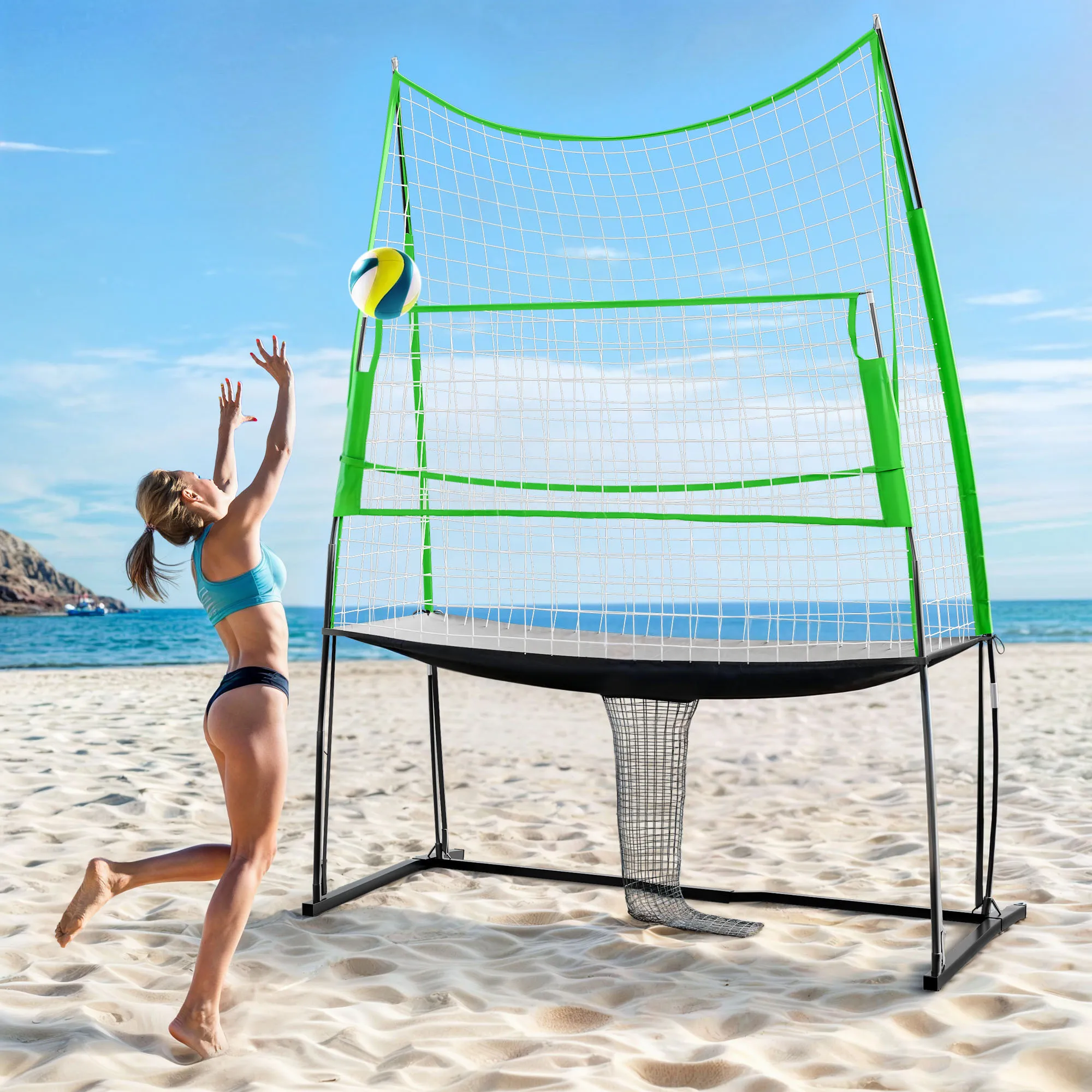 Adjustable Height Volleyball Practice Net Hitting Net for Backyard Training Tool
