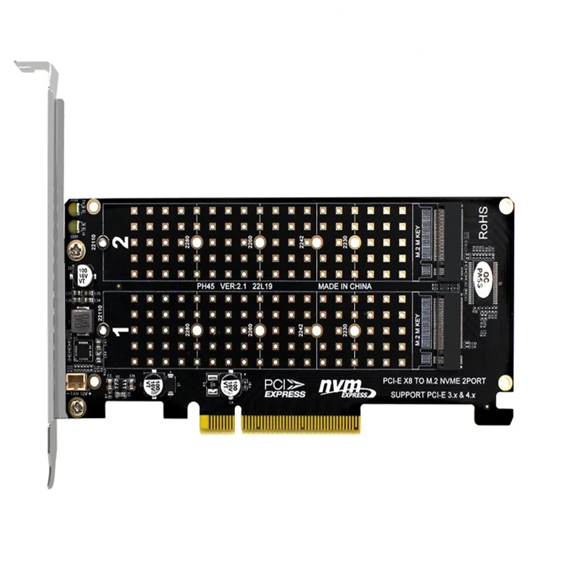 Dupla M.2 Nvme Pcie x8 Split Card com Pcie 4.0 Suporte para Ssd Adaptador de Expansão Raid na Placa Mãe