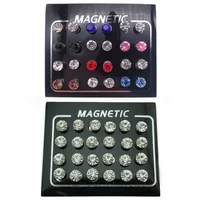 24Pcs/Set Round Crystal No Piercing Clip Earrings Magnetic for Women Men Ear Punk Jewelry Making Supplies Crafts Accessories 1