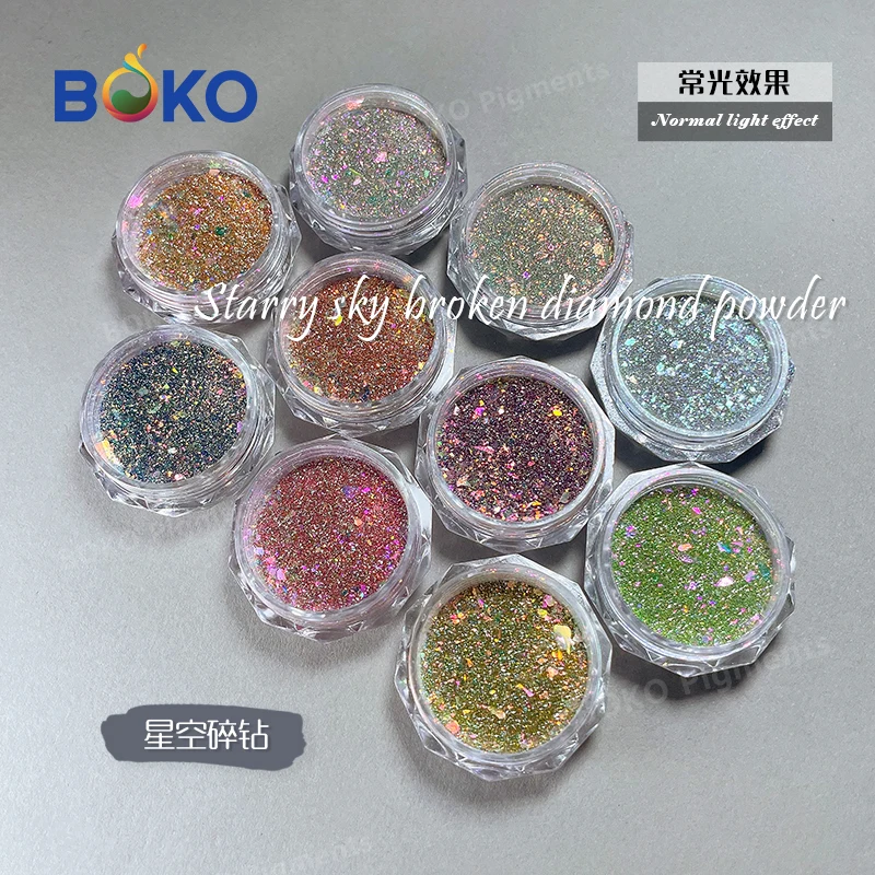 BOKO 0.5g Nails Starry Sky Diamond Dust Pigment Reflective Chrome Glitter Powder For Gel Polish Manicure Decoration