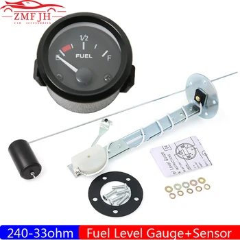 Universal 2" 52mm Fuel Level Gauge with 240-33 Ohm Fuel Float Sensor, White LED Pointer Fuel Gauge Meter for Gasoline 12V Cars 1
