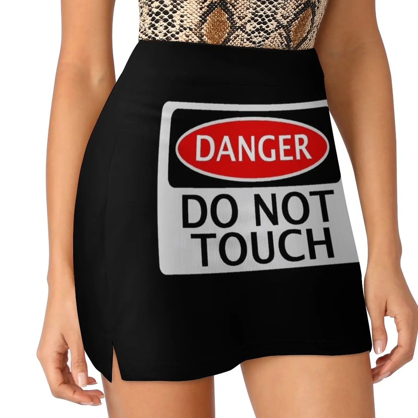 DANGER DO NOT TOUCH FUNNY FAKE SAFETY SIGN SIGNAGE Light Proof Trouser Skirt Miniskirt woman micro mini skirt extreme custom customized storefront led light board stainless steel luminous characters on metal back for 3d sign outdoor advertising