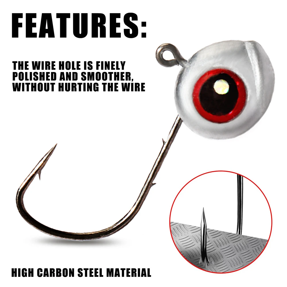 Jig Head Big Fish Eye 5-20Pcs - Têtes Plombées Œil 3D pour Ned Rig et Pêche Fine