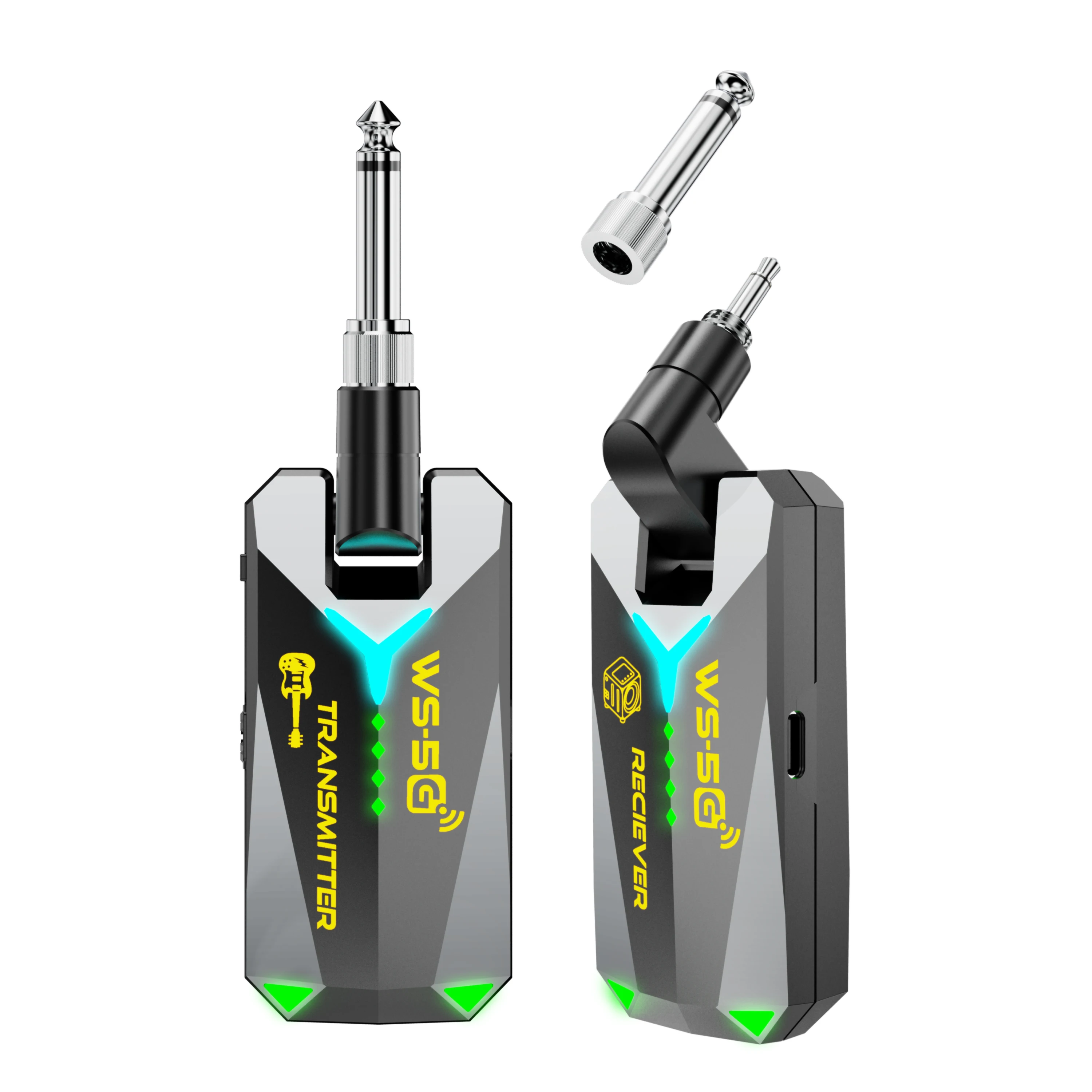 5.8GHz Wireless Guitar System Audio Rechargeable Transmitter Receiver Works with 3.5mm & 6.35mm Jacks No Pairing Required