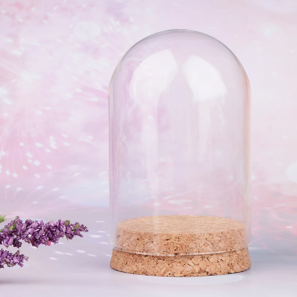 Modern Handcraft Glass Dome Cover Dry Flower Vase Wood Cork Base Landcrape Figurines Model Display Artwork 10Pcs glass display dome
