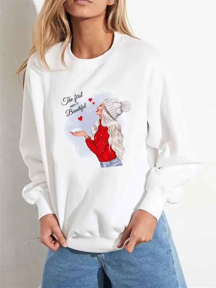 

Casual Print Graphic Sweatshirts Christmas Fashion Watercolor Holiday Festival Clothes New Year Women Wear Clothing Pullovers