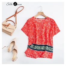 

2022 Spring and Summer Silk Mulberry Crepe De Chine Decor Large Loose Straight Top Women's T-shirt