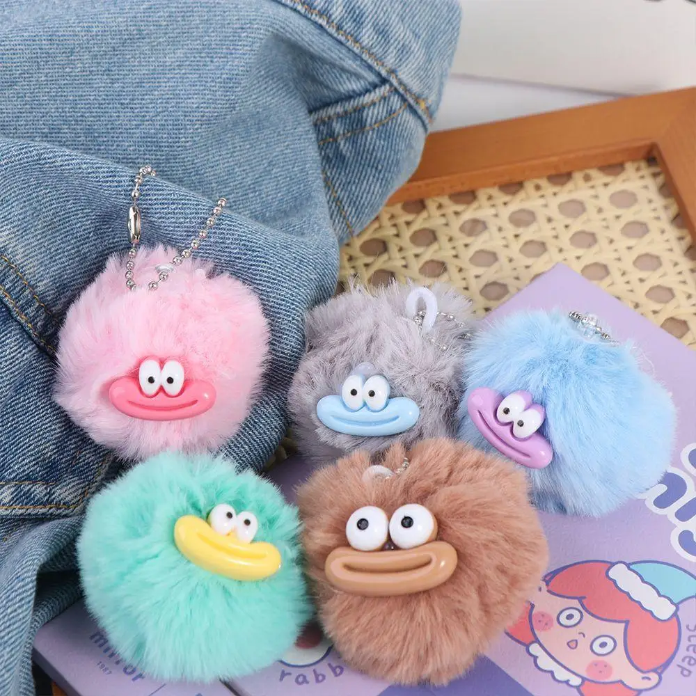 Cartoon Funny Clown Keychain Mini Plush Stuffed Sausage Mouth Keyring Dopamine Kawaii Big Mouth Plush Pendant Backpack Decor