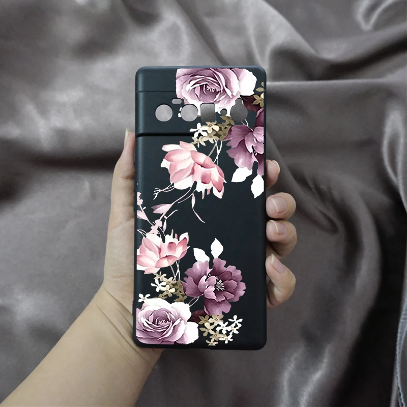 Sunflower Pattern Clear TPU Phone Case - Cute Purple Flower Design