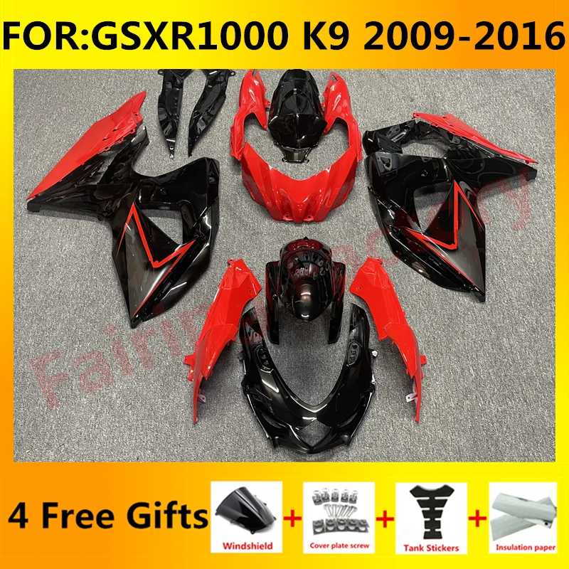 

Комплект обтекателей для мотоцикла, подходит для GSXR1000 GSXR 1000 GSX-R1000 2009 2010 2011 2012 2013 2014 2015 2016 K9, комплект обтекателей красного и черного цвета