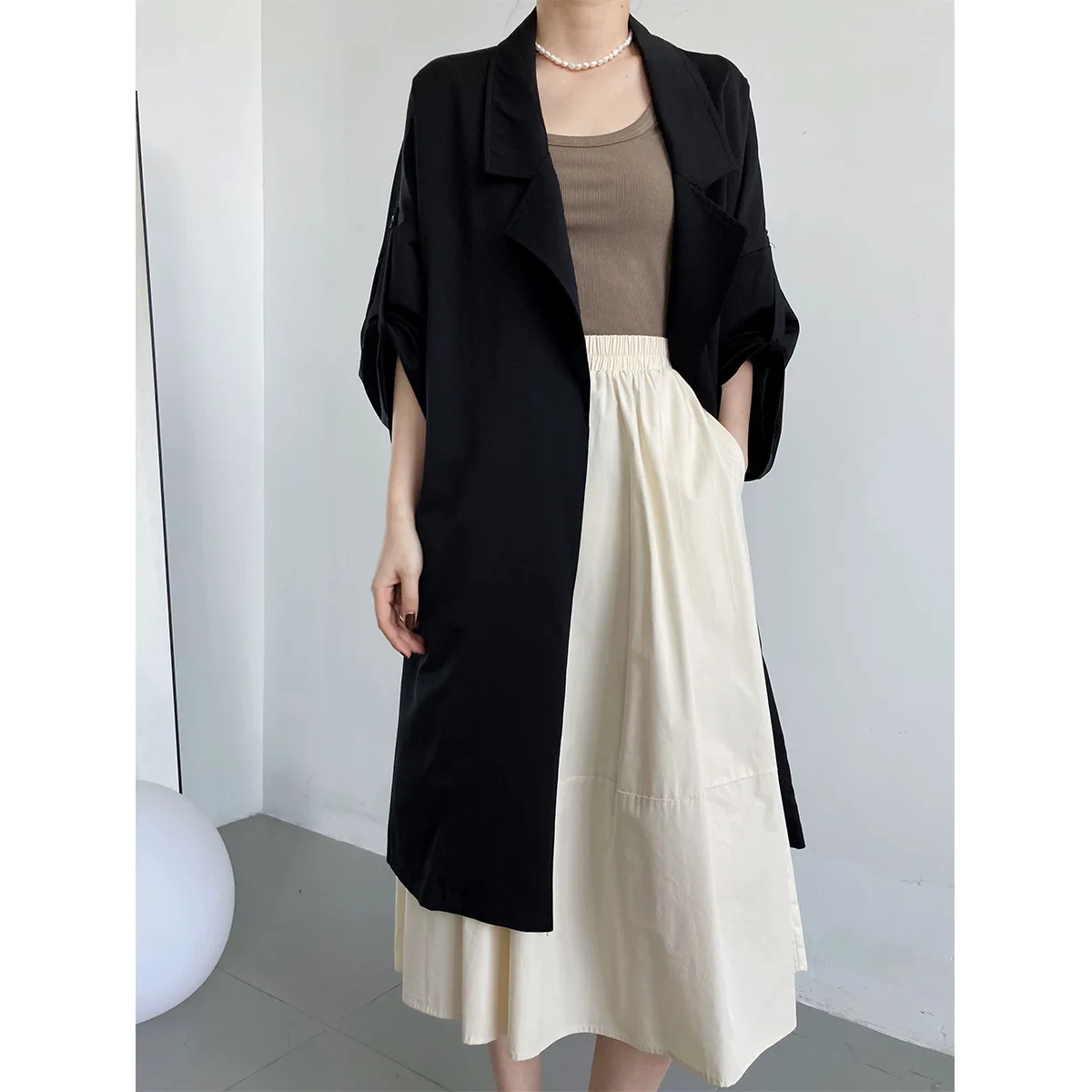 

women's Windbreaker coat thin 2022 new spring fashion medium length lace up over the knee coat