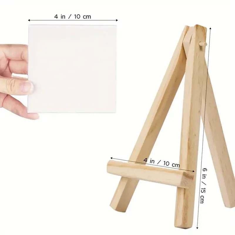 12pcs Mini Canvas & Easel Set-Small Wooden Display Stands for Art and Crafts Painting Kit