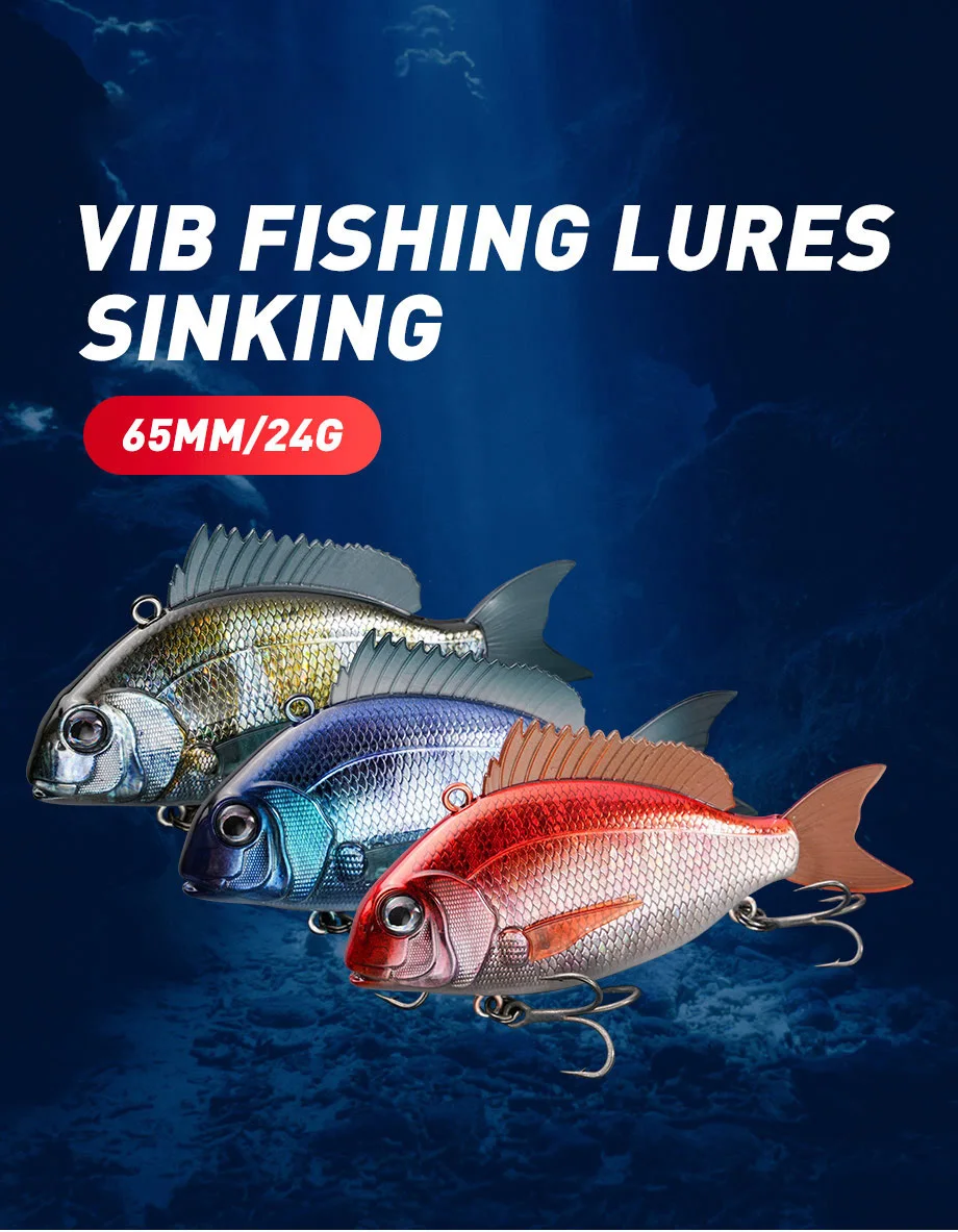 Description Picture 2 of item1Pcs Fish Wobbler Rattling Bait VIB 65mm 24g Fishing Lure Sinking Real Fish like Hard Bait Hooks Fishing Tackle Seawater Lure