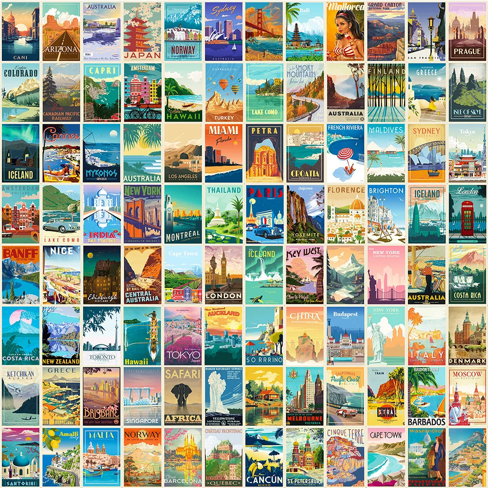 25/50/100pcs World Landmark Landscape Poster Stickers Decal Waterproof Graffiti Skateboard Motorcycle Suitcase Vinyl Sticker Toy