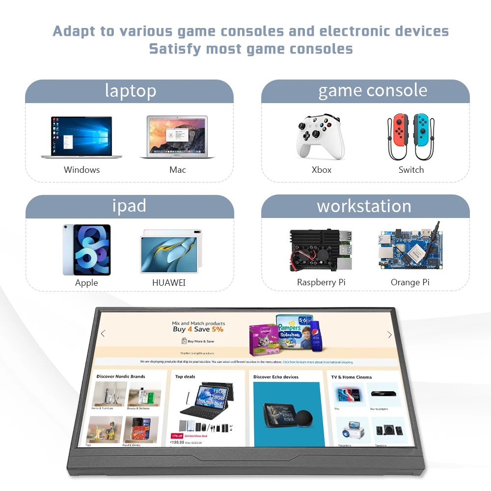 Segunda Tela ̹ Ȯ ÷ , HDMI Ʈ, ޴, ġ, PS4, Xbox,  , 14 ġ ȣȯ
