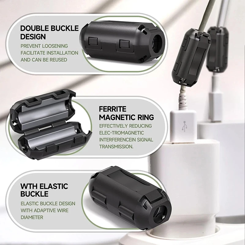 5/10PCS 5mm 페라이트 코어 코드 링 노이즈 필터 클립온 페라이트 링 RFI EMI 노이즈 억제기 USB/비디오 케이블 전원 코드용