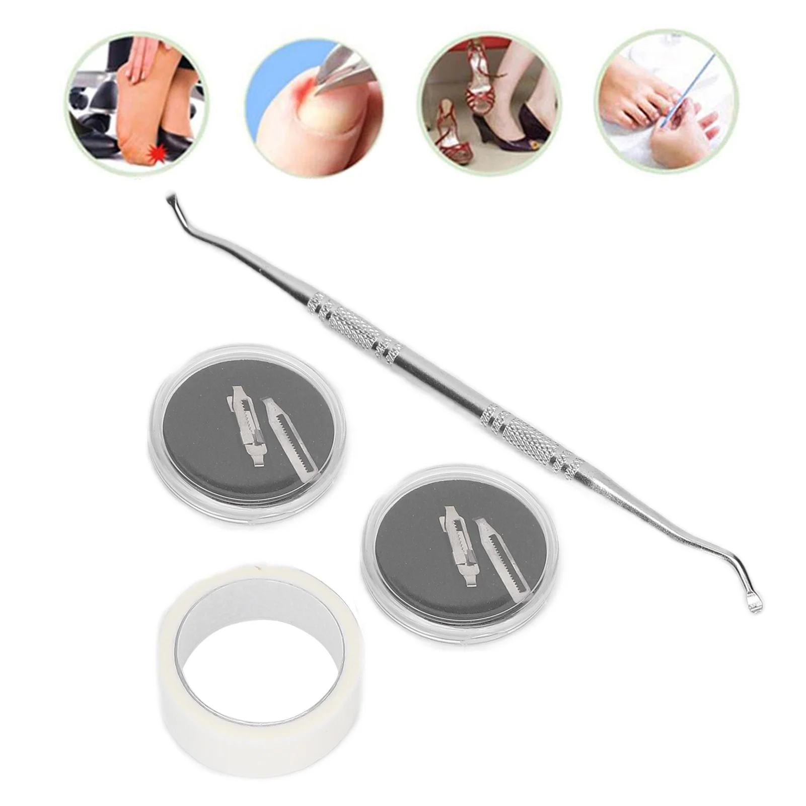 2pcs Ingrown Toe Corrector Stainless Steel Straightening Pedicure Tool For Paronychia Treatment
