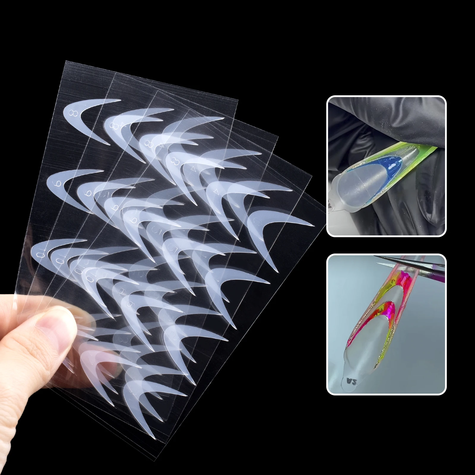 12 Pezzi French Line Guide Extension Mold Nail Dual Forms Acrilico Pad Sticker False Tips Quick Building Manic Riutilizzabile