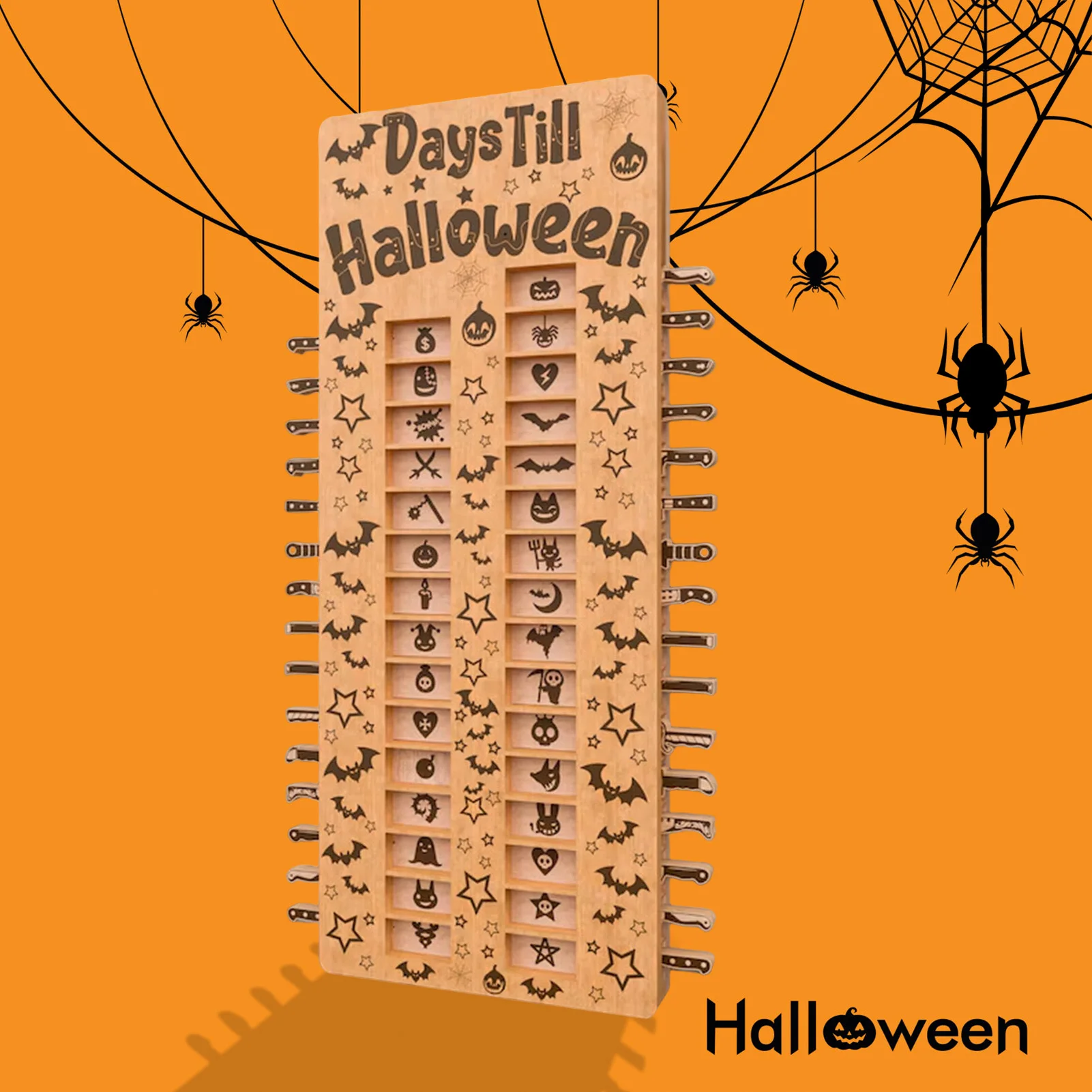 Halloween Advent Calendar 31 Days Countdown Calendar Kids Wooden Crafts Gifts Home Ornament Spooky Festival Ambience Decorations