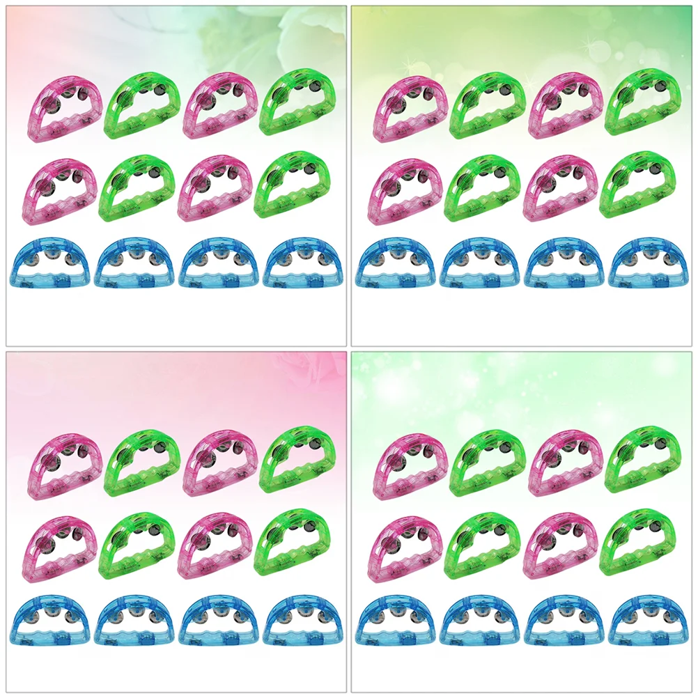 4 Pcs Colorful Hand Bells Tambourin Musical Instrument Led Tambourine Lights Child Panderos Miniature Luminous Rattle Props