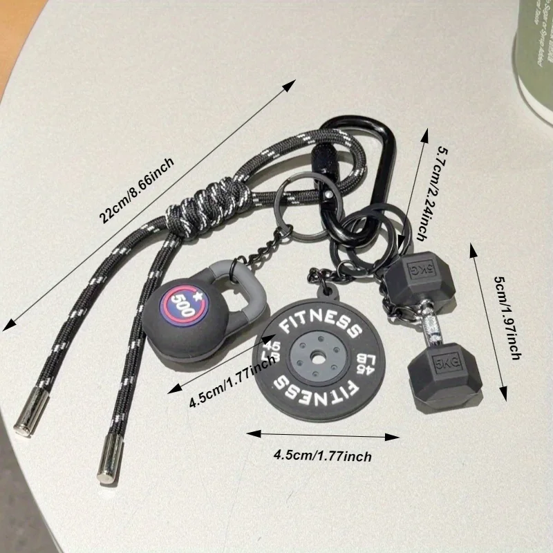 Dopamine Barbell Plates Keychain Kettlebell Water Cups Simulation Dumbbells Keyring INS Creative Fitness Series Pendant Gifts