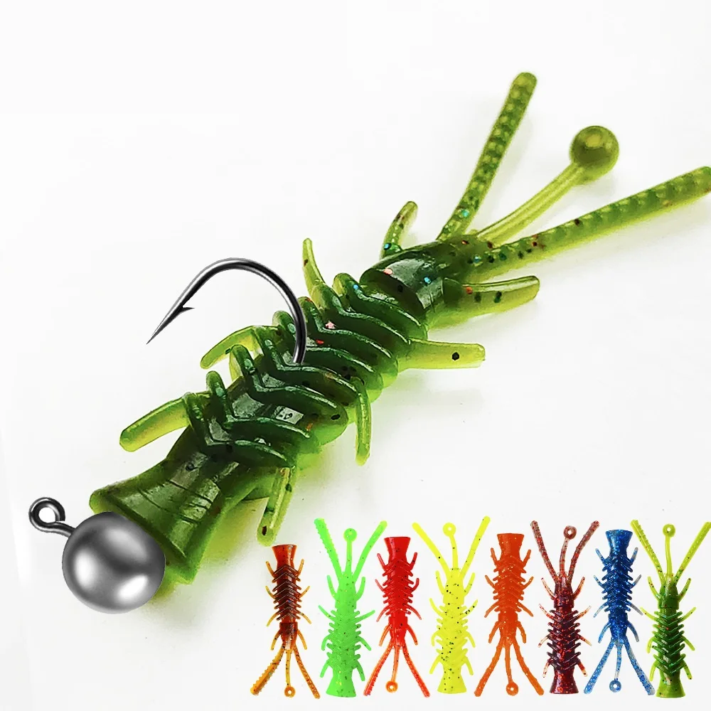 

Sea Yolo 1Set 10Pcs Box-Packed 2.1g/6.3cm 8 colors Soft Bait Floating Water Soft Insect With 5Pcs Jig Head Hooks Fishing Tackle